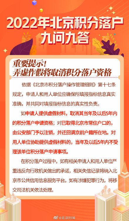 弄虚作假将取消积分落户资格