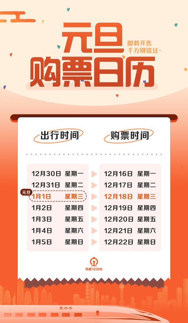 元旦火车票开售