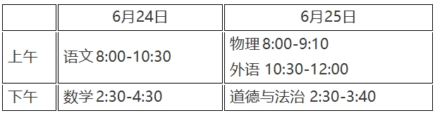 2025北京中考时间及科目安排