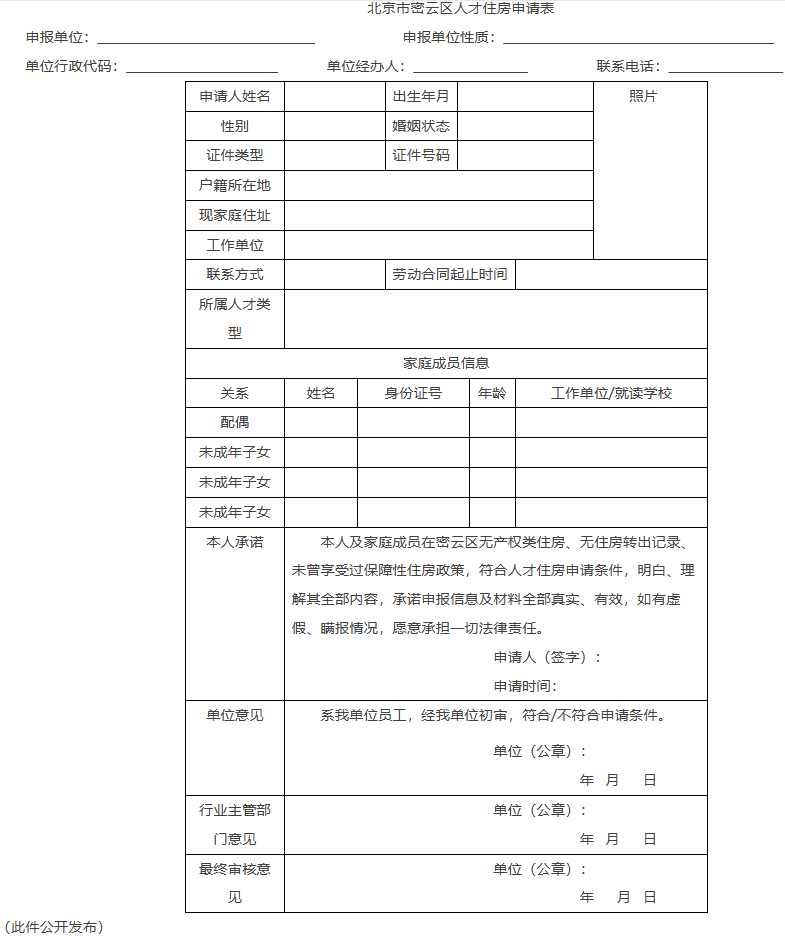 北京市密云区人才住房保障办法（试行）